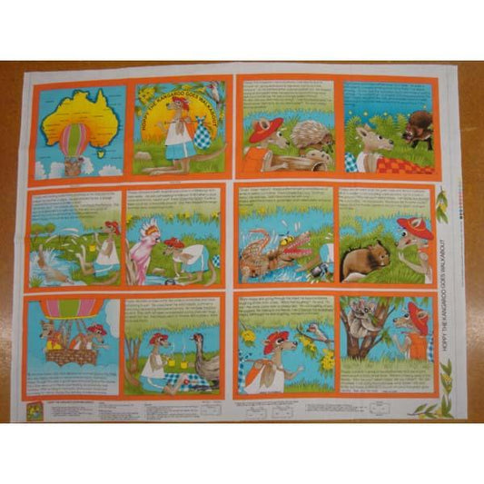 104036 Hoppy the Kangaroo Fabric Cloth Book Panel by Nutex