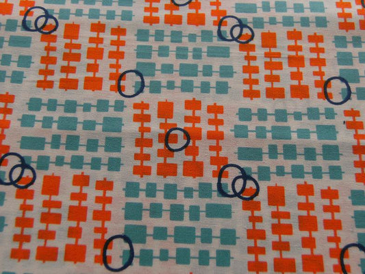 109001 Connected Squares Little Monsters by Stepping Stones Aqua Orange 100% Cotton