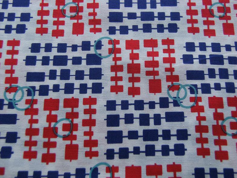 109002 Connected Squares Little Monsters by Stepping Stones Red Navy 100% Cotton