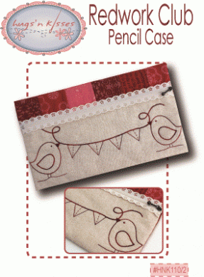 201038 Redwork Club Pencil Case Pattern by Hugs n Kisses