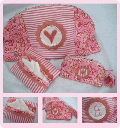201082 Pretty in Pink 3 Piece Pouch Pattern by Hugs n Kisses