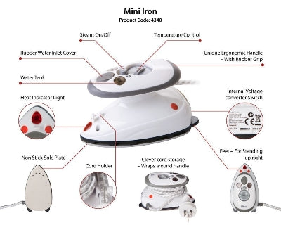 304001 Mini Steam Dry Iron Portable for Craft
