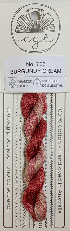 401088 Cottage Garden Thread Signature Range 706 Burgundy Cream