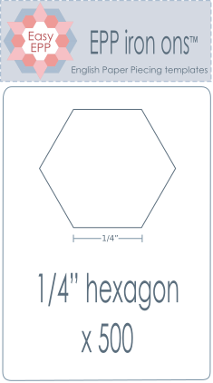 501013 Pack of 500 x 1/4in hexagon iron on washaway precut paper EPP