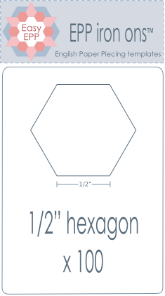 501015 Pack of 100 x 1/2in hexagon iron on washaway precut paper EPP