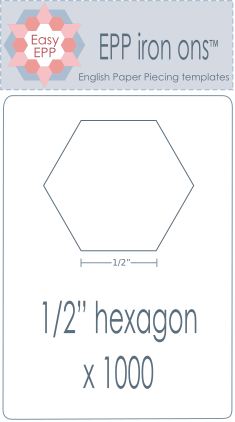 501016 Pack of 1000 x 1/2in hexagon iron on washaway precut paper EPP
