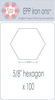 501017 Pack of 100 x 5/8in hexagon iron on washaway precut paper EPP