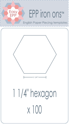 501021 Pack of 100 x 1 1/4in hexagon iron on washaway precut paper EPP