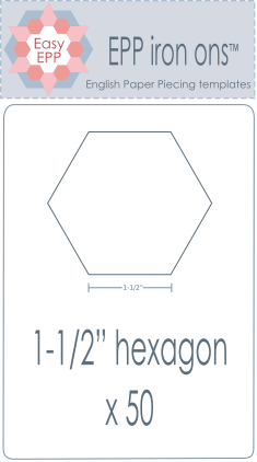 501022 Pack of 50 x 1 1/2in hexagon iron on washaway precut paper EPP