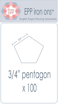 501024 Pack of 100 x 3/4in pentagon iron on washaway precut paper EPP