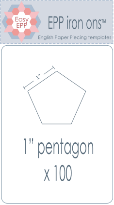 501025 Pack of 100 x 1in pentagon iron on washaway precut paper EPP